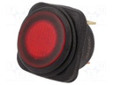 ROCKER; SPST; Pos: 2; OFF-ON; 25A/12VDC; red; IP65; LED 12VDC; 50mΩ