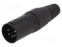 Plug; XLR; male; PIN: 5; straight; for cable; soldering; black; metal