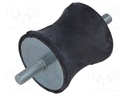 Vibration damper; M10; Ø: 60mm; rubber; L: 60mm; Thread len: 28mm