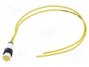 Indicator: LED; prominent; yellow; 230VAC; Ø10mm; leads 300mm