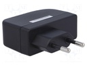 Power supply: switched-mode; 5VDC; 1.2A; Out: USB; 6W; Plug: EU