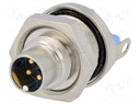 Connector: circular; socket; male; PIN: 4; gold-plated; 3A; IP65