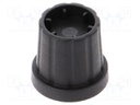 Knob; with flange; plastic; Shaft d: 6mm; Ø16.5x19.2mm; black