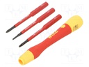 Kit: screwdrivers; Pcs: 4; precision,insulated; 1kVAC