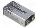 Battery: lithium; 9V; 6F22; 1200mAh; non-rechargeable