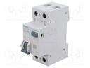 RCBO breaker; Inom: 20A; Ires: 30mA; Poles: 1+N; 230/400VAC; DIN