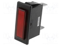 Indicator: with neon lamp; flat; red; 230VAC; Cutout: 30.4x11.2mm