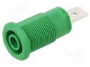 Socket; 4mm banana; 32A; 1kV; Cutout: Ø12.2mm; green; nickel plated