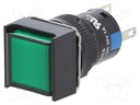 Switch: push-button; Pos: 2; 5A/250VAC; ON-ON; green; IP40; 18x18mm
