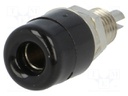 Socket; 4mm banana; 32A; 60VDC; black; nickel plated; insulated