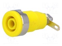 Socket; 4mm banana; 32A; yellow; nickel plated; screw,on panel