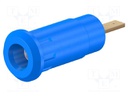 Socket; 2mm banana; 10A; 28mm; blue; Mounting: soldered,on panel