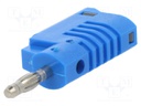 Plug; 4mm banana; 36A; 30VAC; 60VDC; blue; non-insulated; 57.2mm