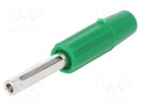 Plug; 4mm banana; 10A; 60VDC; green; 10mΩ; 1.5mm2; Contacts: brass