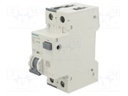 RCBO breaker; Inom: 16A; Ires: 30mA; Poles: 1+N; 230/400VAC; DIN