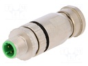 Plug; M12; PIN: 4; male; D code-Ethernet; for cable; screw terminal