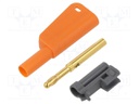 4mm banana; 32A; 1kV; orange; insulated,with 4mm axial socket