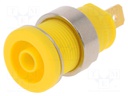 Socket; 4mm banana; 25A; 1kVDC; yellow; gold-plated; screw; 32mm