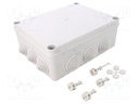 Enclosure: junction box; X: 181mm; Y: 231mm; Z: 89mm; wall mount