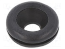 Grommet; Ømount.hole: 9.5mm; Øhole: 5mm; PVC; black; -30÷60°C