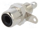 Socket; RCA; female; straight; soldering; brass; nickel plated