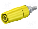 Socket; 4mm banana; 32A; 1kV; yellow; nickel plated; insulated