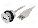 USB socket; 22mm; har-port; -25÷70°C; Ø22.3mm; IP20; Colour: silver