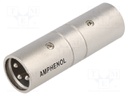 Coupler; XLR male,both sides; PIN: 3; silver; straight