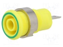 Socket; 4mm banana; 24A; 1kV; Cutout: Ø12.2mm; yellow-green; screw