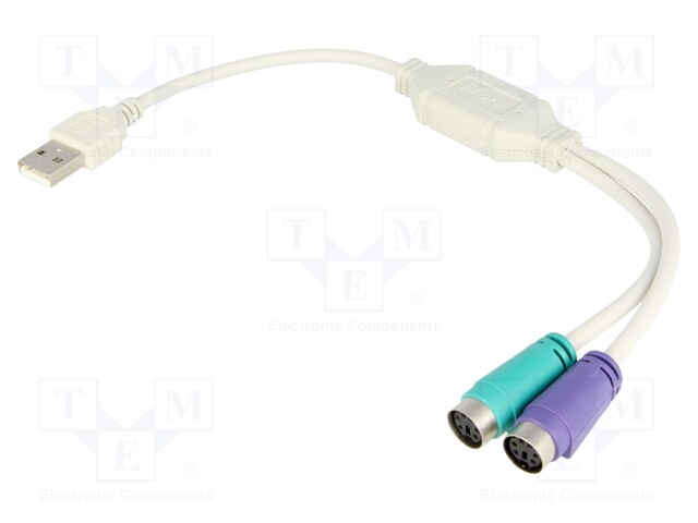 Adapter USB-PS2; PS/2 socket x2,USB A plug | Teval Elektroonika